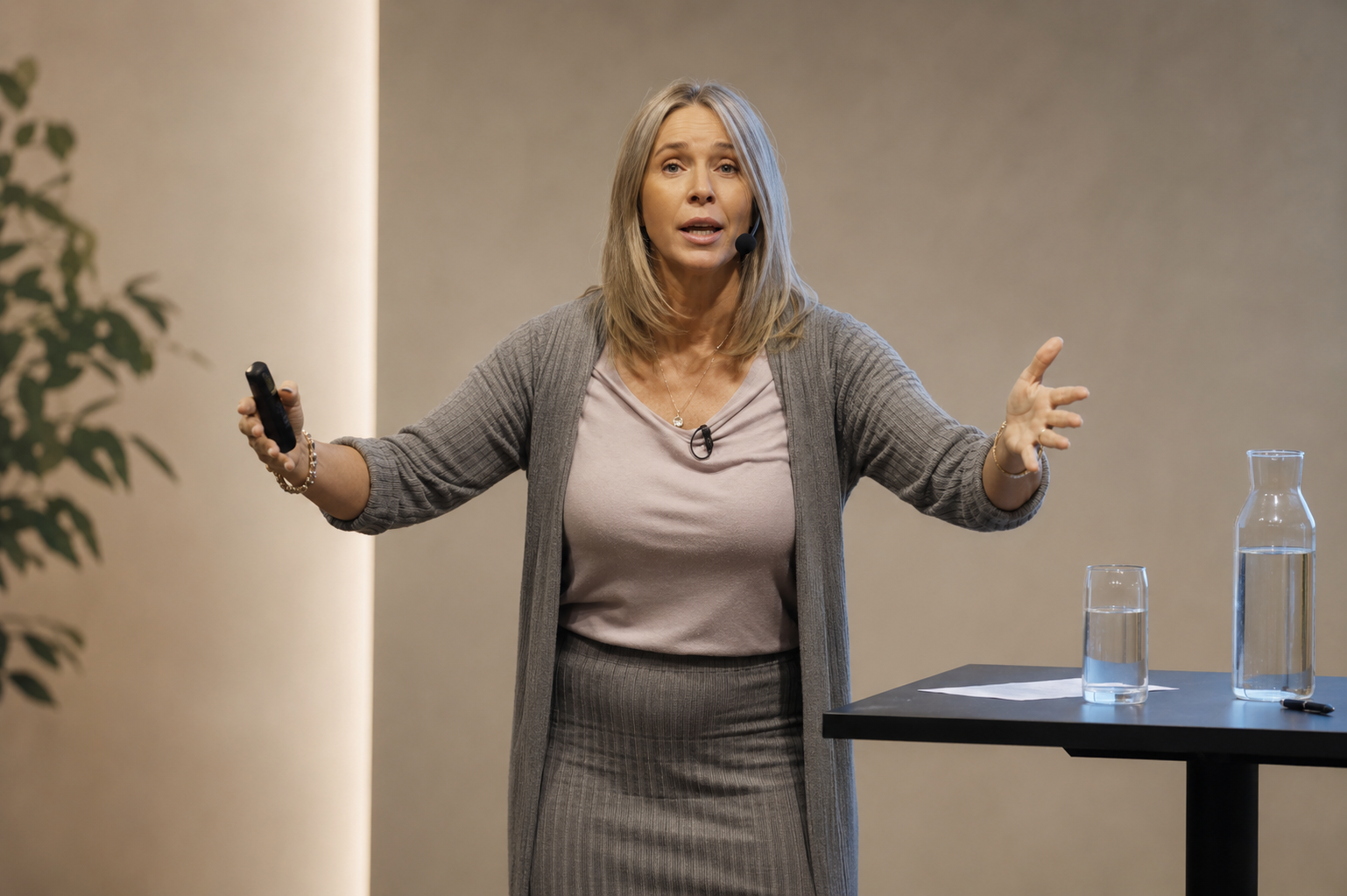 Jessica Livflod föreläser på scen